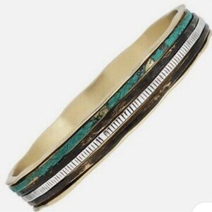 Silpada Sterling Silver Patina Brass Isabella Spinner Bangle Bracelet